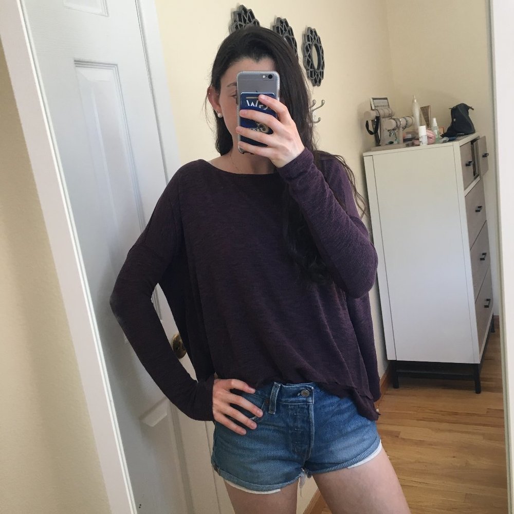 purple open back sweater